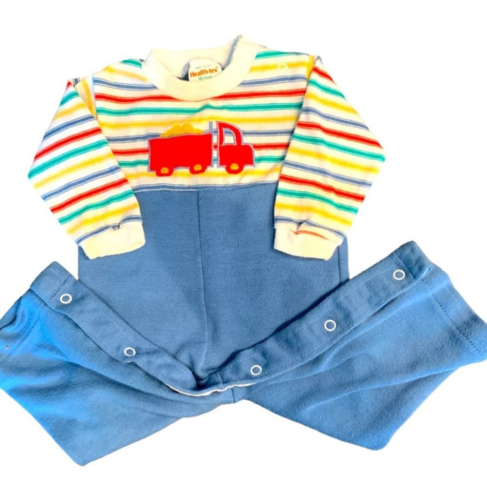 Vintage HeathTex Boys 18 month Striped One piece